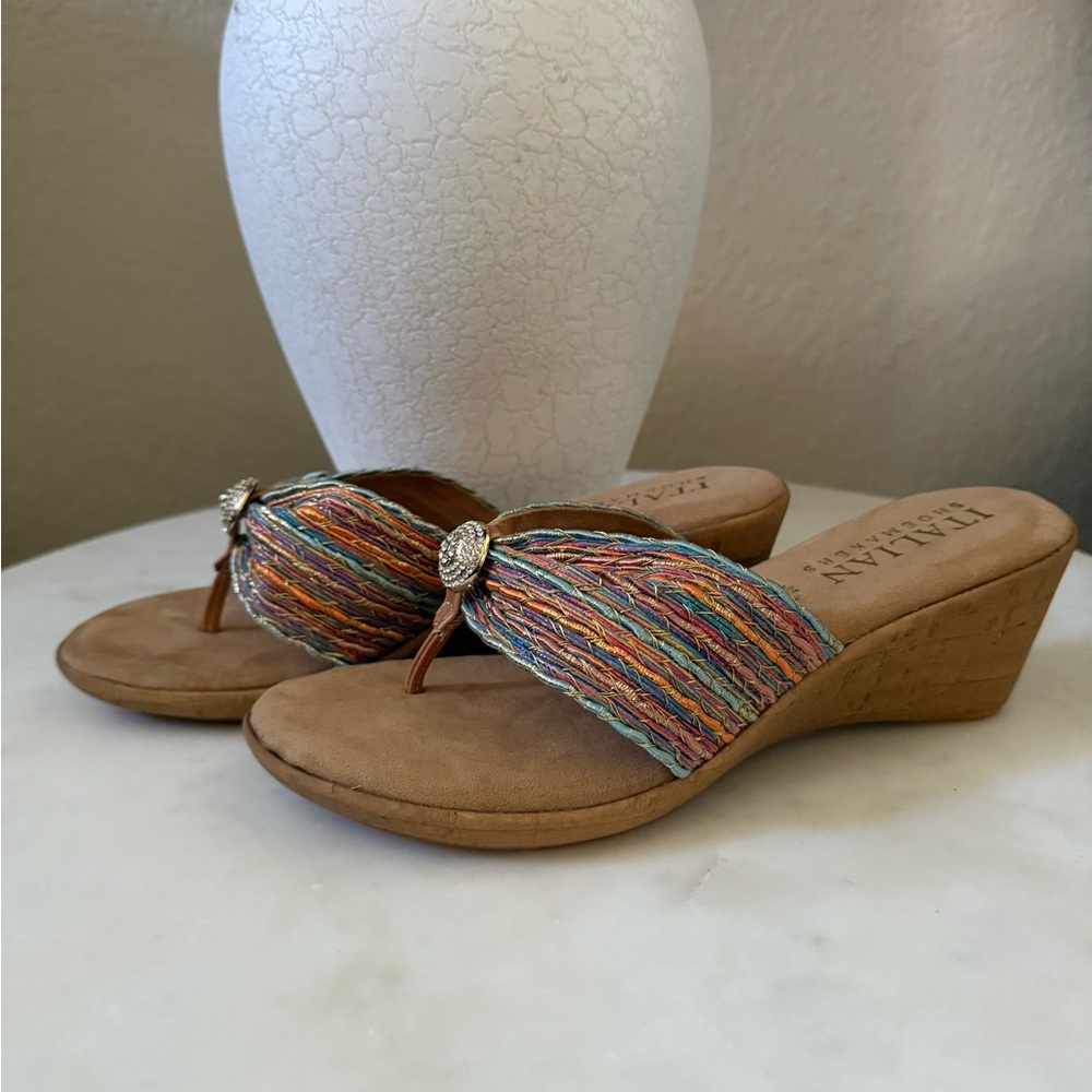 Italian Shoemakers Brown Tan Wedge Sandals